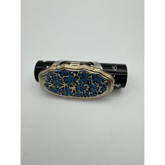 Vintage Gold Tone Floral Design Lipstick Holder with Mirror Japan Made Retro - Picture 8 of 9